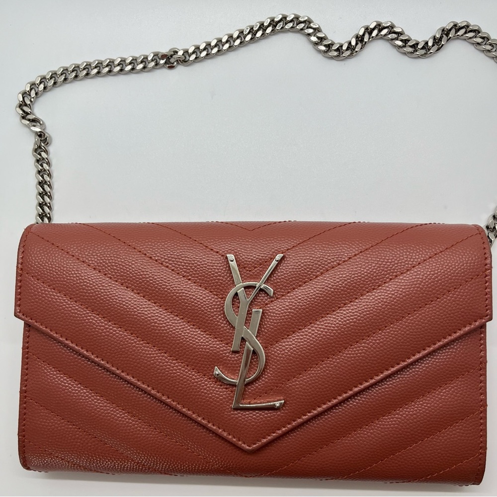 YSL YVES SAINT LAURENT Monogram Matelassé Cassandre Wallet On Chain / WOC